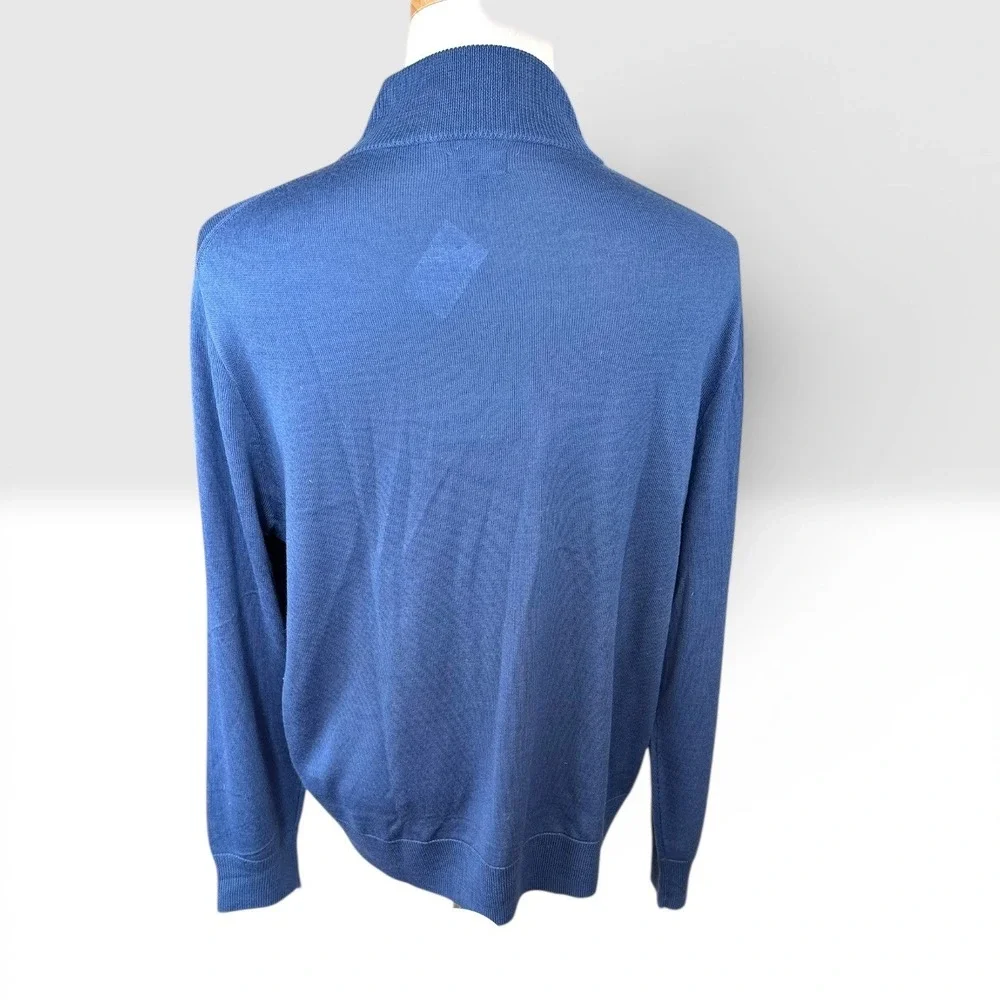 J.Crew Quarter-Zip Sweater SZ XL Blue NWT Merino Wool‎ Blend lightweight